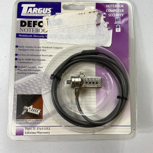 Model PA41OU Targus Defcon CL Laptop Cable Combo Lock And Security BASE NWT - Picture 1 of 5